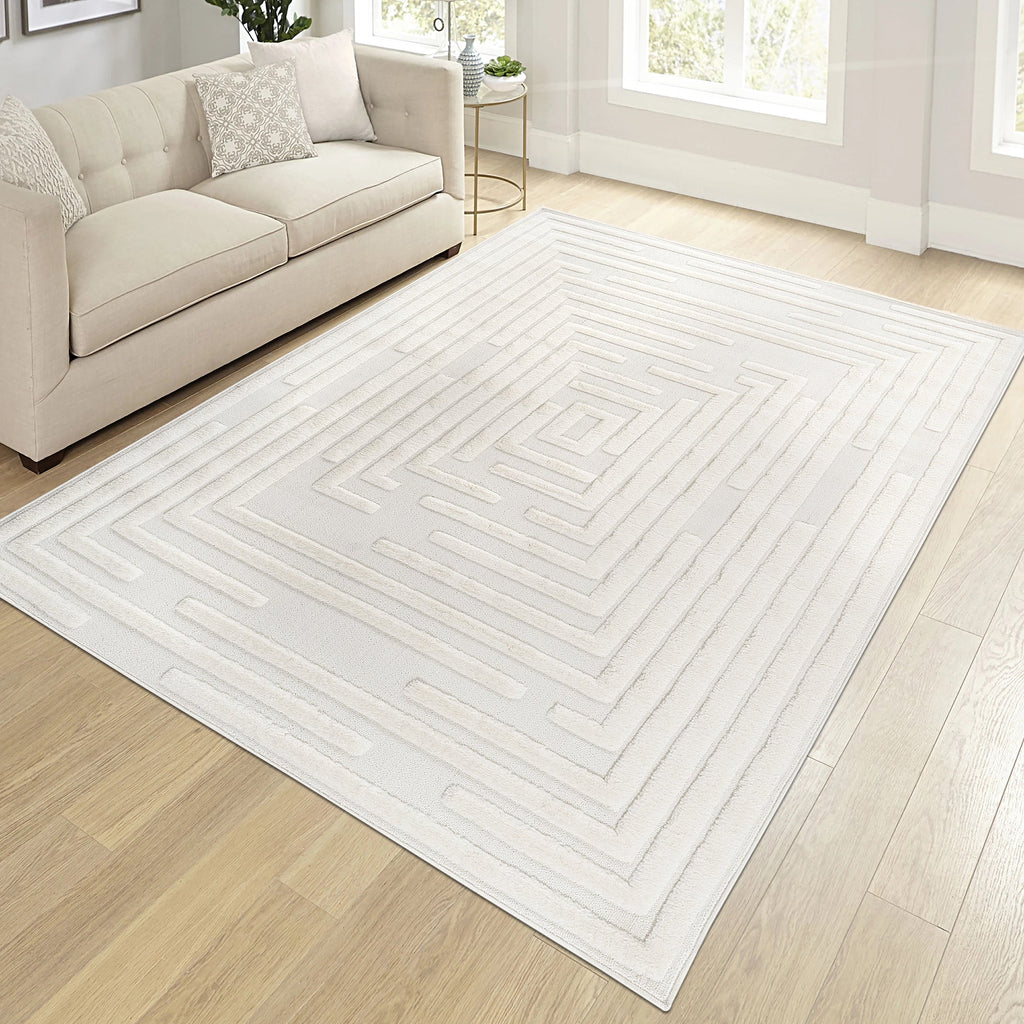 Step Collection High-Low Striped Area Rug