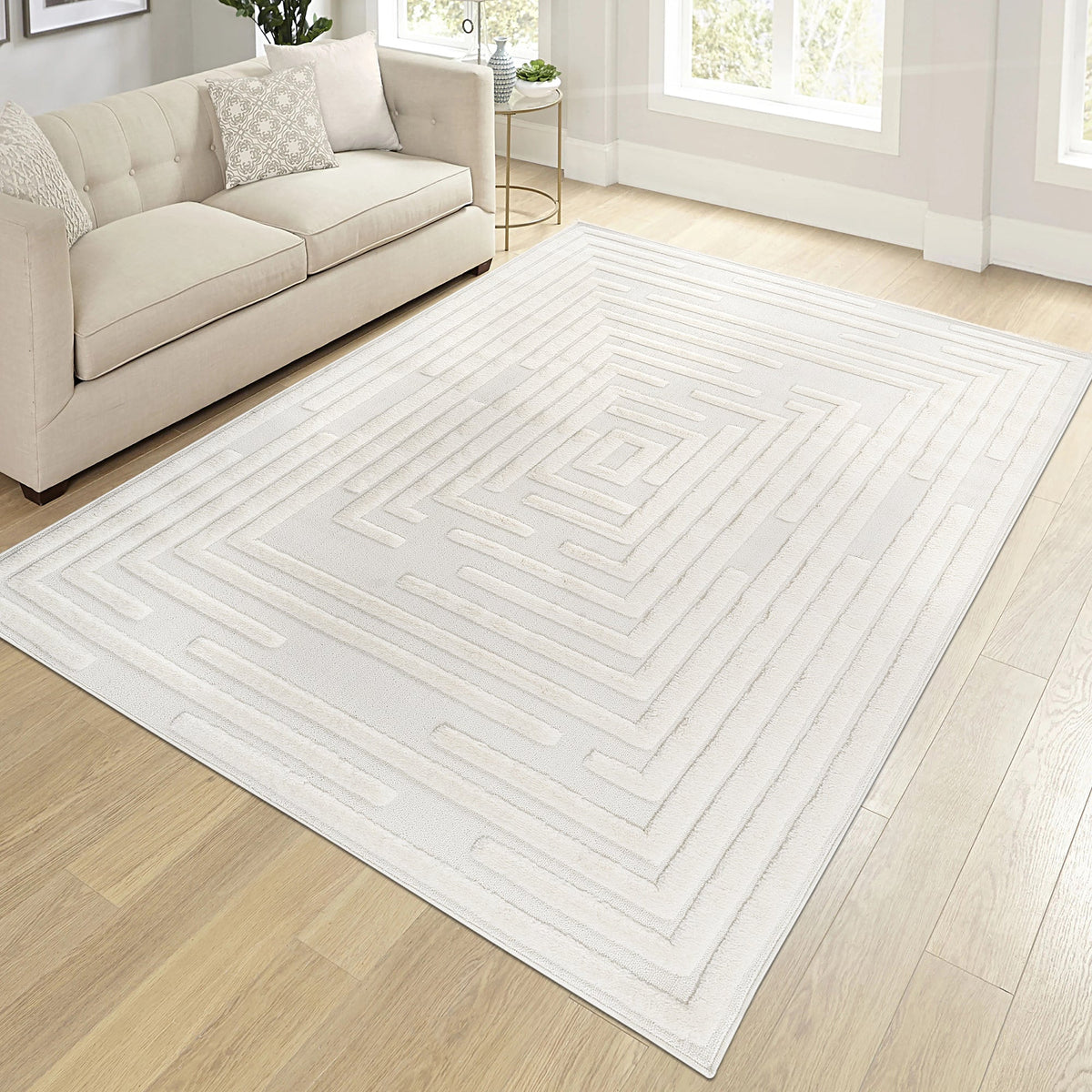 Step Collection High-Low Striped Area Rug