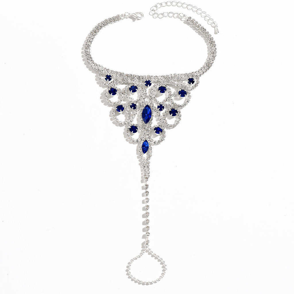 Cross-Border New Style Eco-Friendly Hollow Rhinestone Flower Anklet Fashion Summer Beach Vacation Style Foot Accessories Wholesale