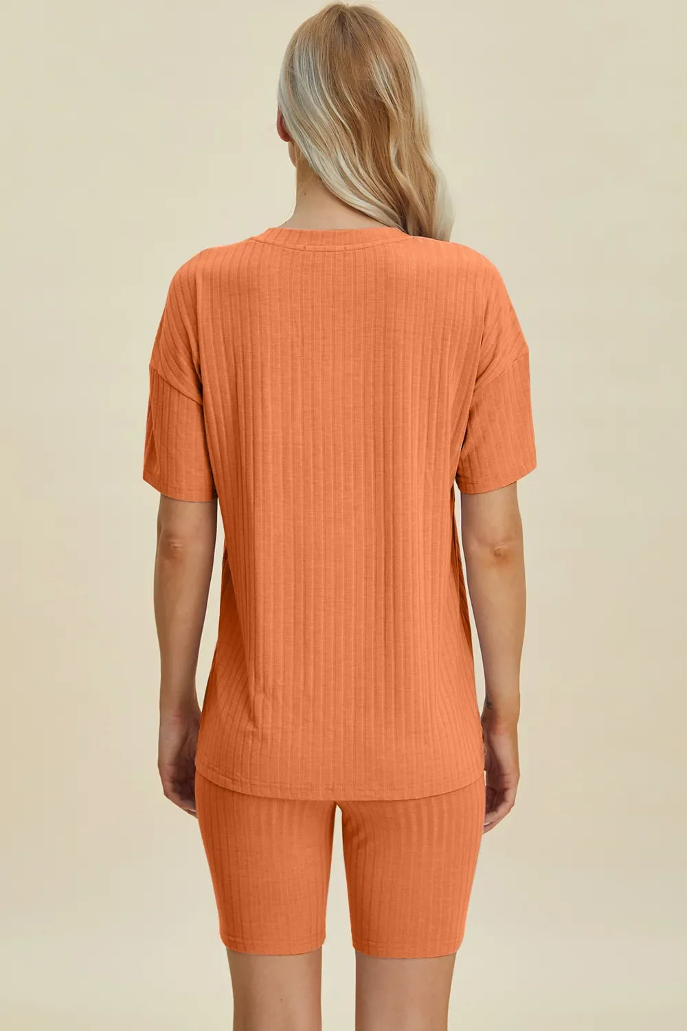 Plus Size Ribbed V-Neck Top & Shorts Set