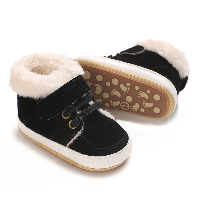 Solid-color Plush Warm Soft And Non-slip Rubber Shoes