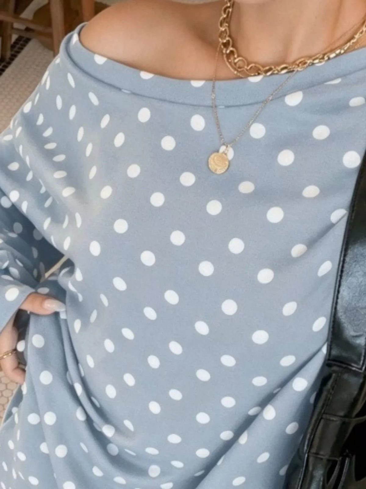 Polka Dot Boat Neck Top and Pants Set