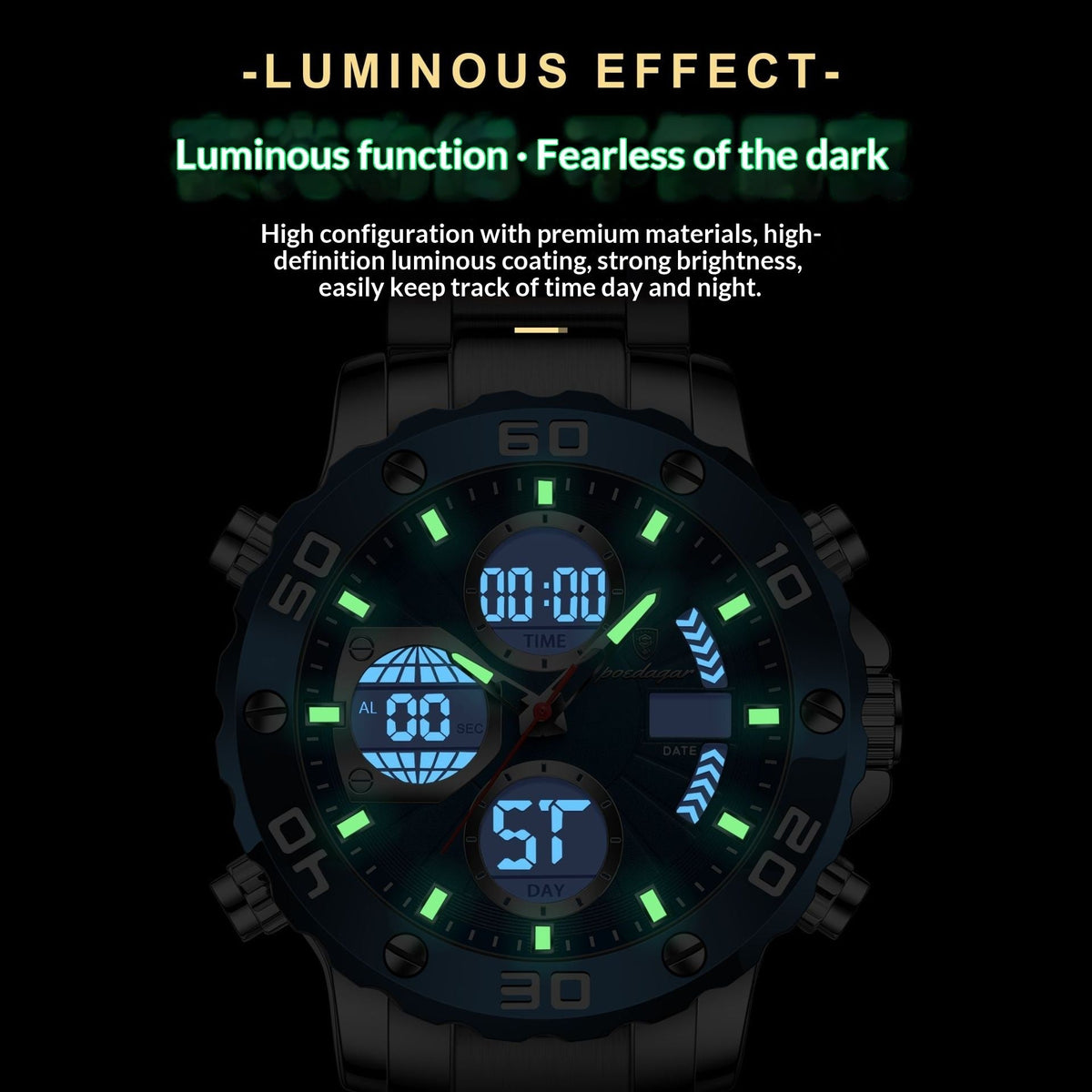 Men's Multifunctional Luminous Dual-Display Electronic Watch