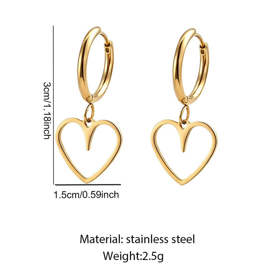 Stainless Steel Gold Silver Two Tone Huggie Hoop Earrings Hollow Open Cut Out Heart Dangle Drop Earrings Minimalist Charm Earrings For Women Daily Fashion Dropshipping Jewelry Gift