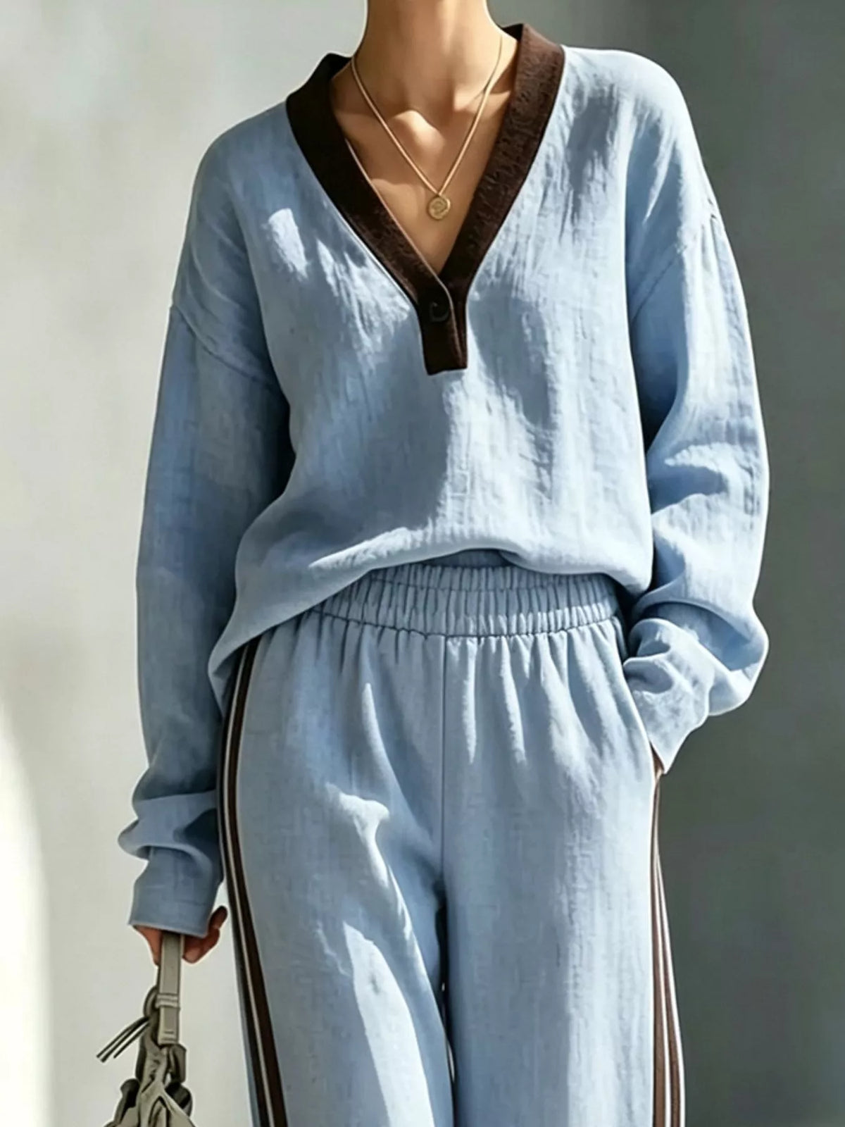 Long Sleeve Top and Side-Striped Joggers Set