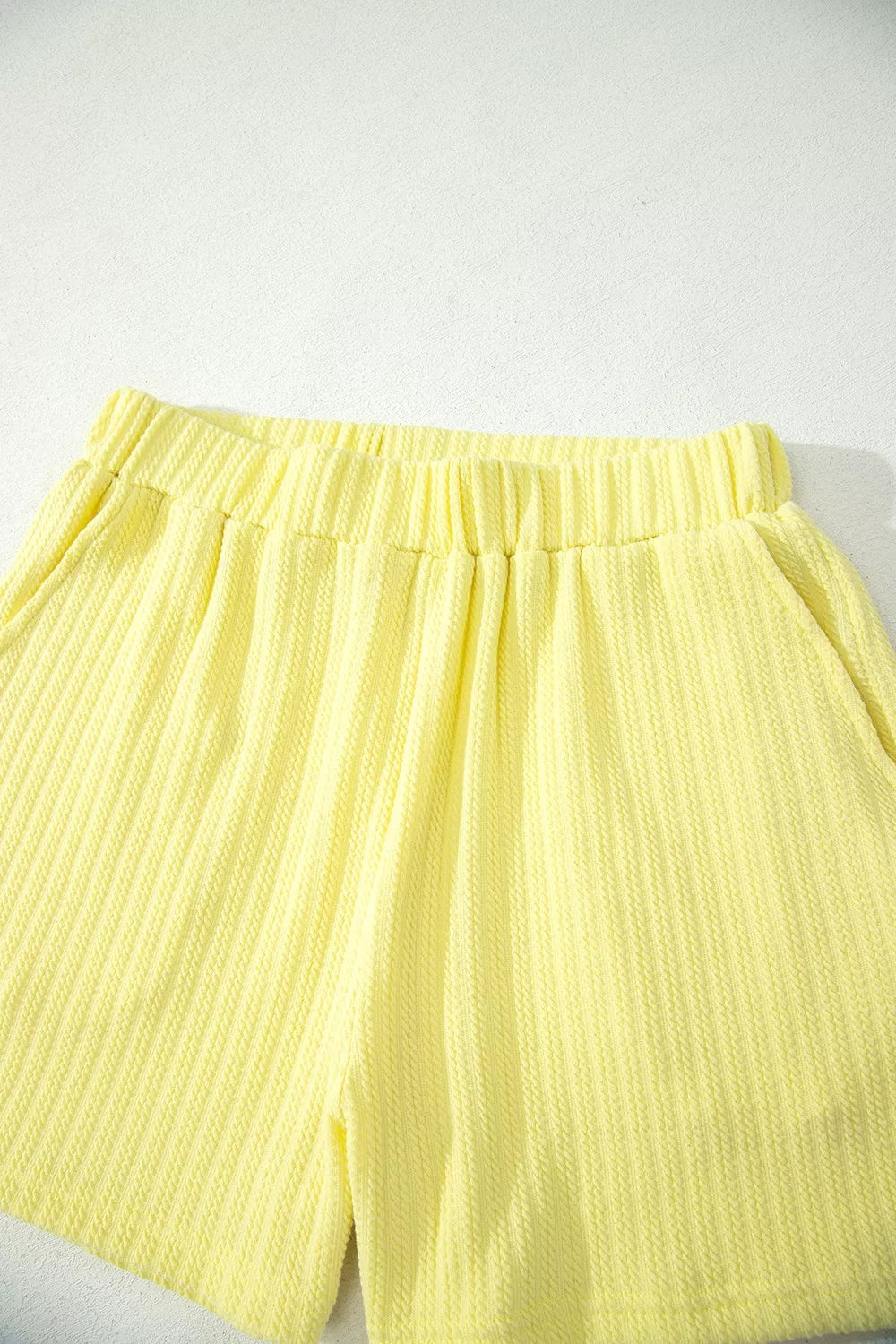 Ribbed Knit Tank and Shorts Set – Pastel Yellow