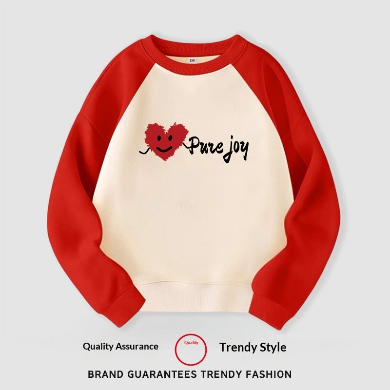 Sweatshirt With Heart And Smiley Print Family Matching Set