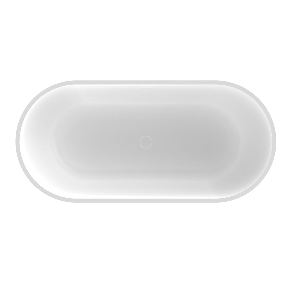 63 Inch Artificial Stone Solid Surface Oval Shape Freestanding Bathtub