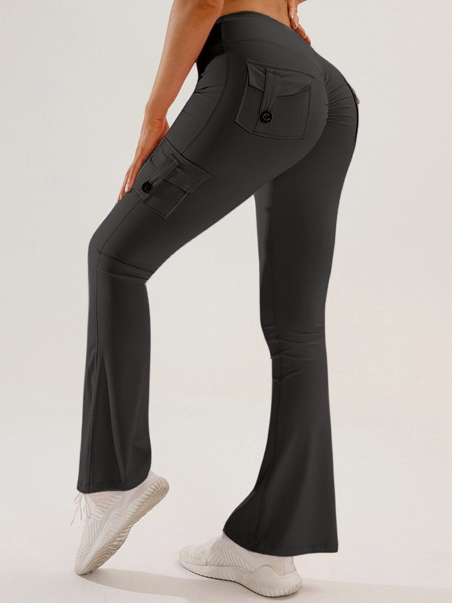 Cross-Border Yoga Tight-Fitting Yoga Pants Outdoor Sports Fitness Multi-Pocket Yoga Long Pants Flared Pants Cargo Pants For Women