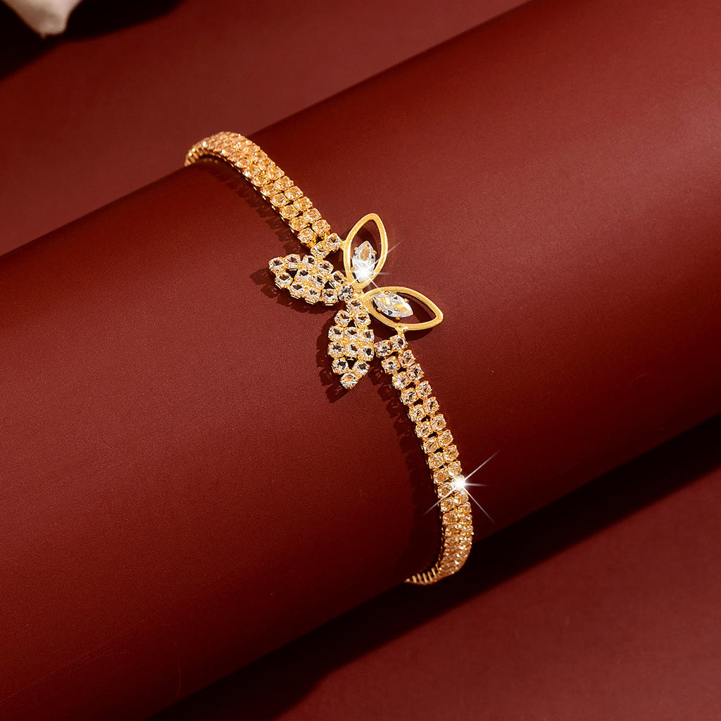 Sweet Seaside Resort Style Rhinestone Butterfly Anklet For Women, Fashionable Summer New Style, Versatile And Eco-Friendly Anklet Wholesale