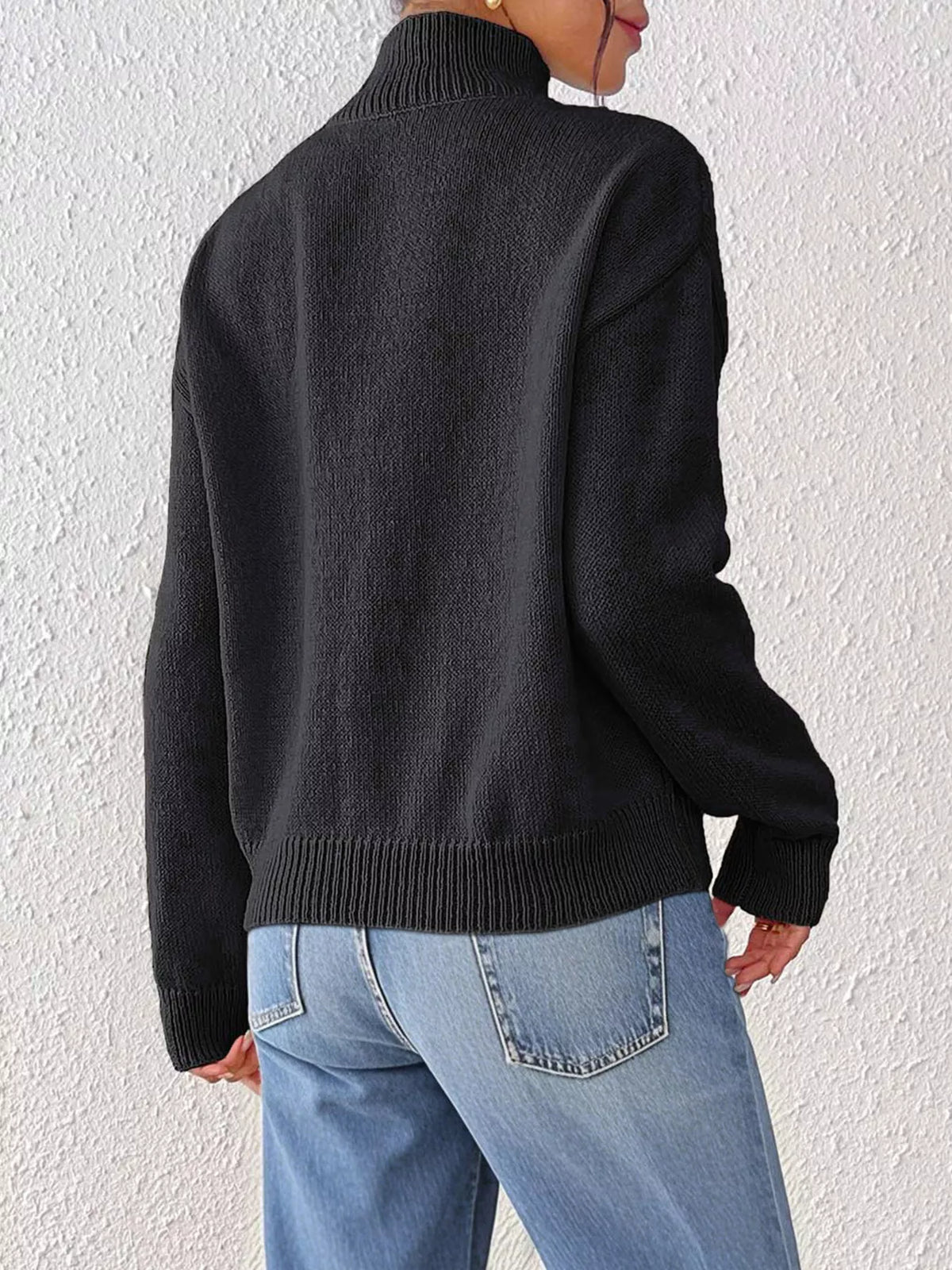 Center Seam Detail Turtleneck Sweater