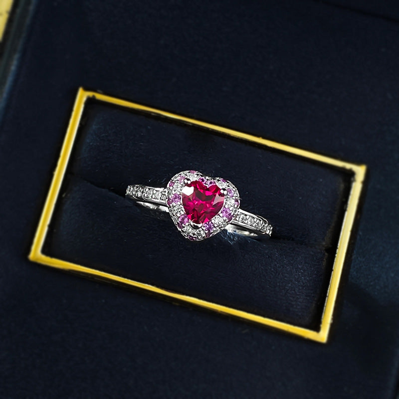 S925 Silver Heart-shaped Ring With Full Diamonds