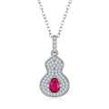 S925 Silver 2.5g 0.5ct Lab-Created Ruby Necklace, 4mm Gourd Pendant, 40&5cm
