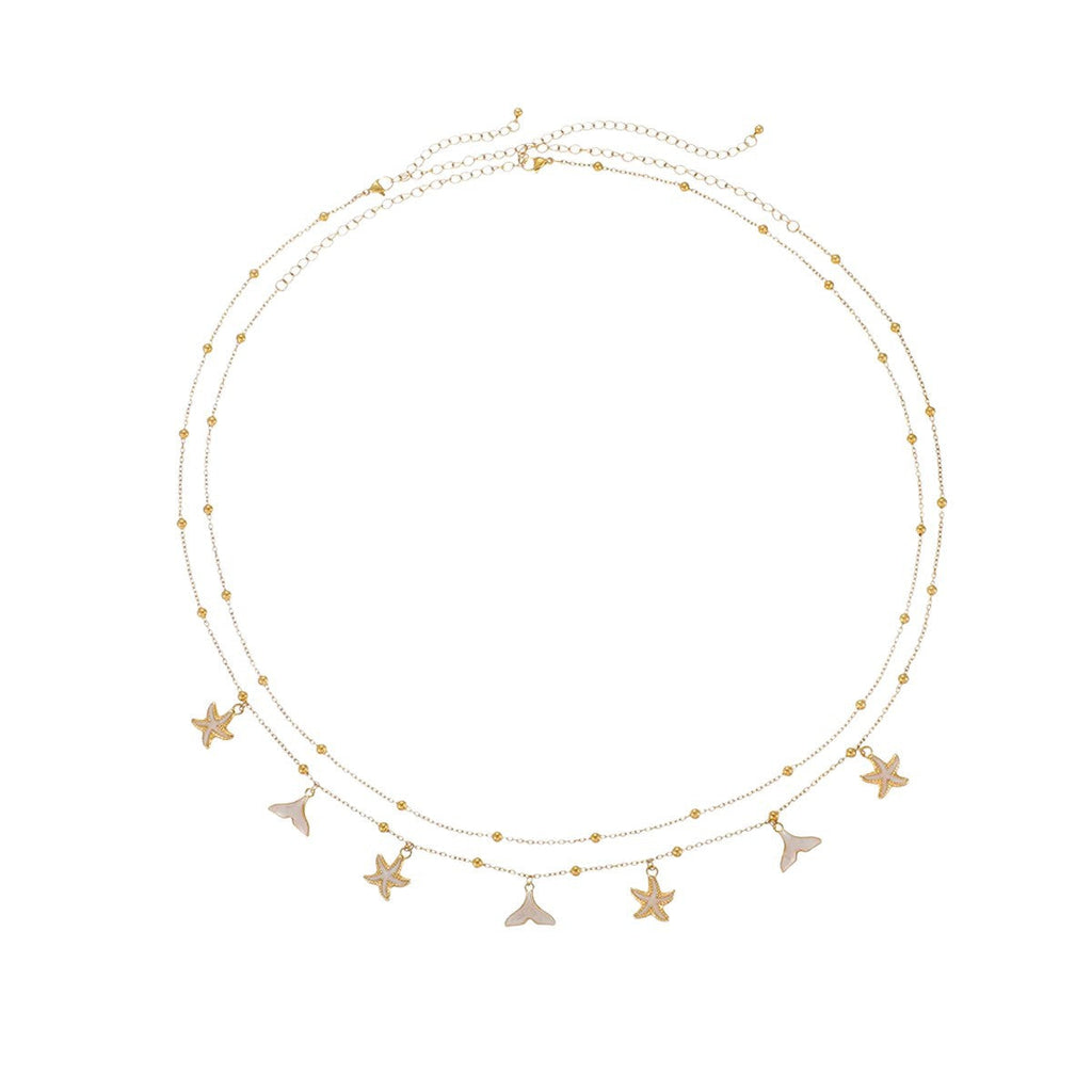 Womens Beach Double-layer Star Chain Waist Belt Body Chain