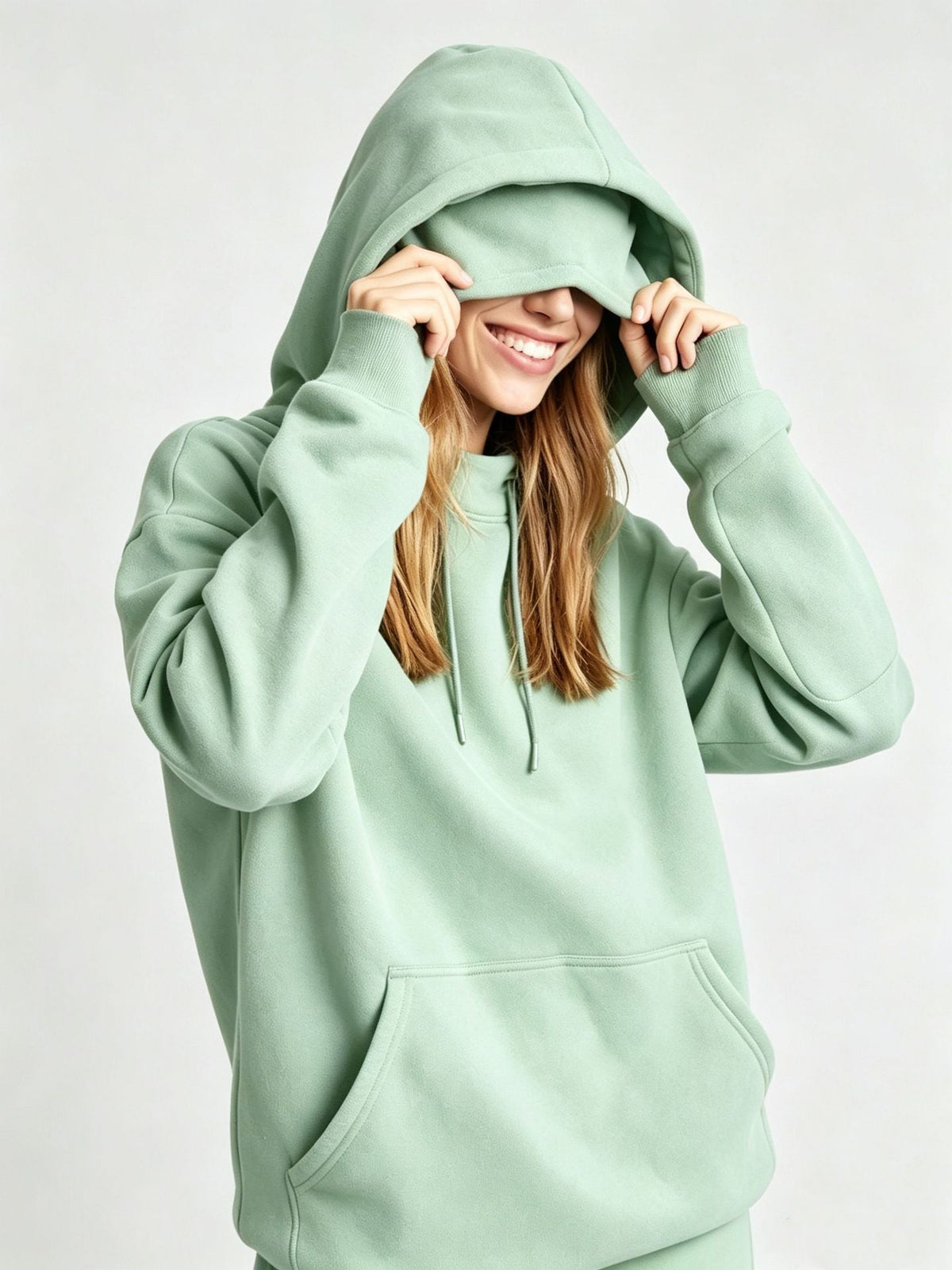 2026 Autumn Winter New European And American Style Fleece-Lined Hoodie For Women, Solid Color, Loose Fit, Casual Pullover, Cross-Border Women's Clothing
