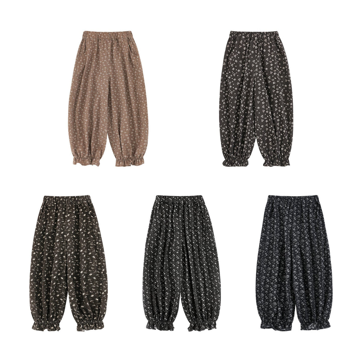 Autumn Floral-print Harem Pants For Girls