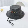 Children's Trendy Embroidered Cartoon Engineering Vehicle Flap Hat With Adjustable Drawstring And Rope