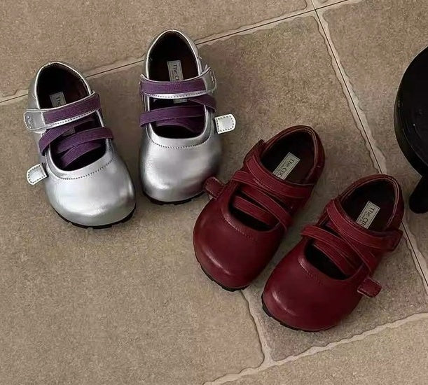 2026 New Spring Girls Leather Shoes, Silver Princess Flats, Soft Sole Ballet Casual Shoes For Kids