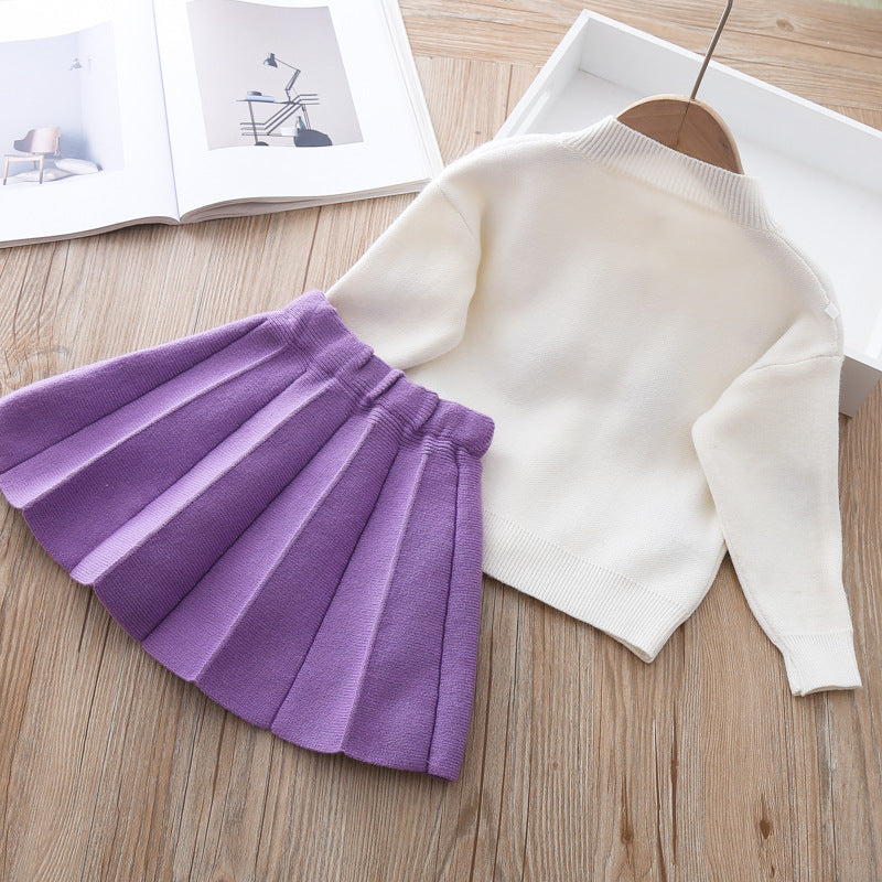 Two-piece Baby Girl Mink Wool Sweater Dress