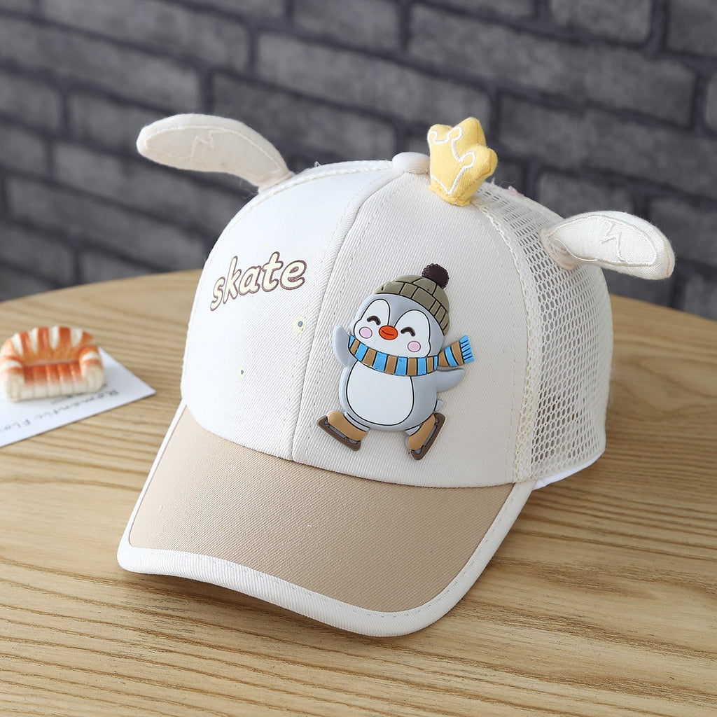 Spring And Summer Cute Little Penguin Net-silk Fashion Baseball Cap For Boys And Girls. Suitable For Babies To Play Outdoors. Provides Shade And Sun Protection.