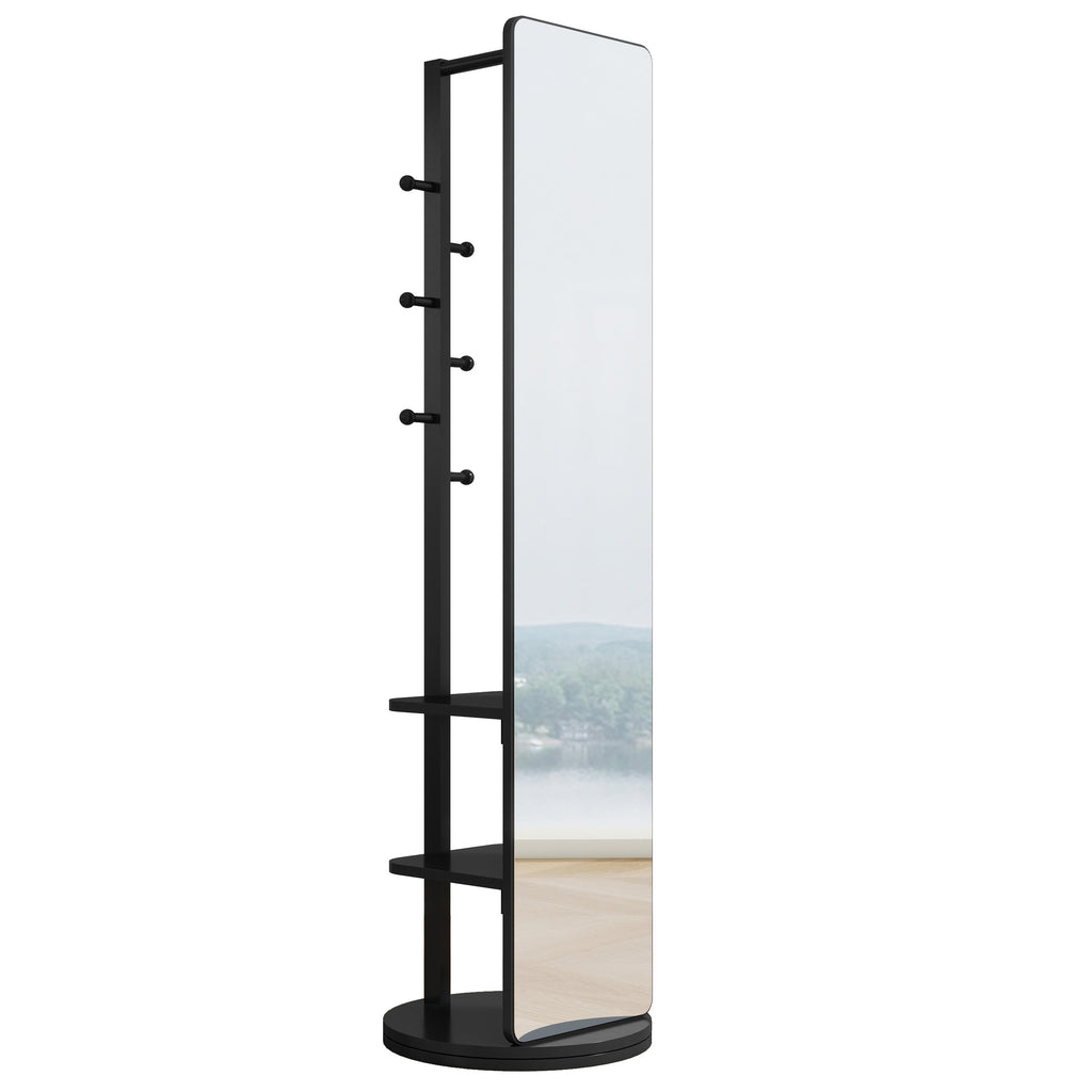 Multifunctional Full Length Mirror with Hook Storage Rack