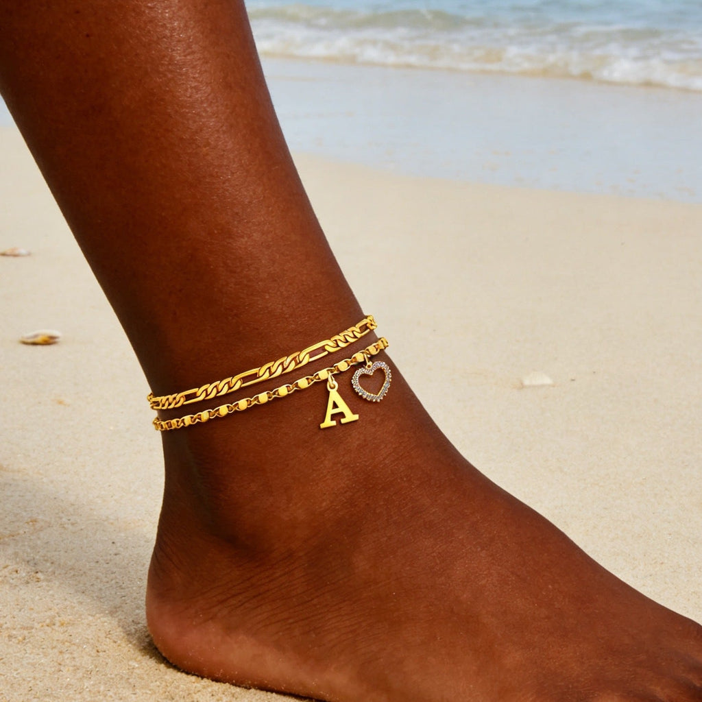 26-letter Heart-shaped Pendant Tennis Bracelet