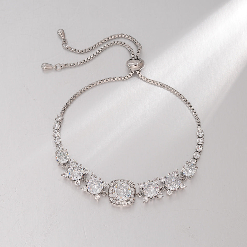 Square Round Cubic Zirconia Tennis Bracelet Women Wrist Jewelry For Daily Dating Banquet Party Occasions
