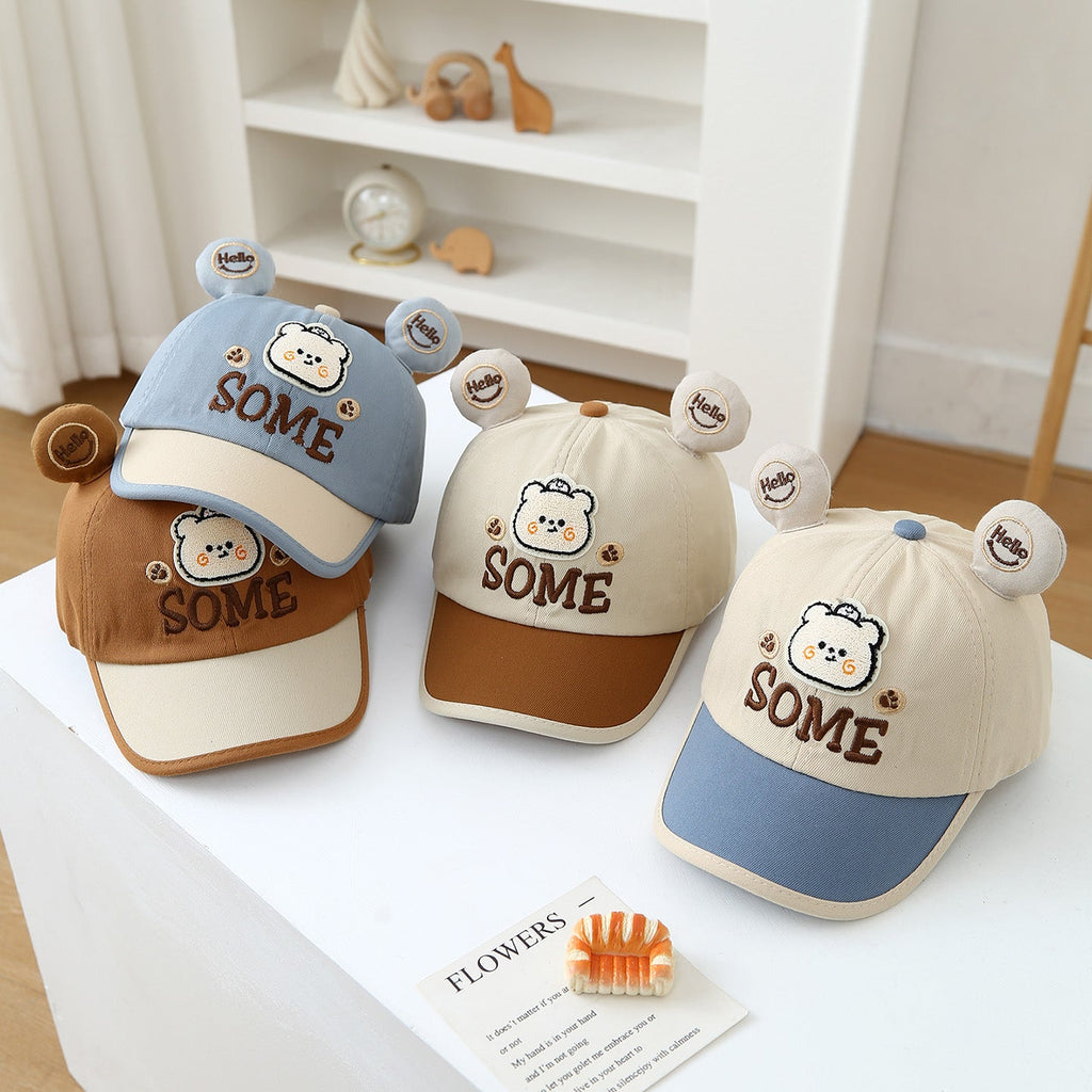 Summer New Cute Little Bear Embroidered Lettered Baby Baseball Cap - A Cartoonish, Fresh And Cool Sun Hat For Kids