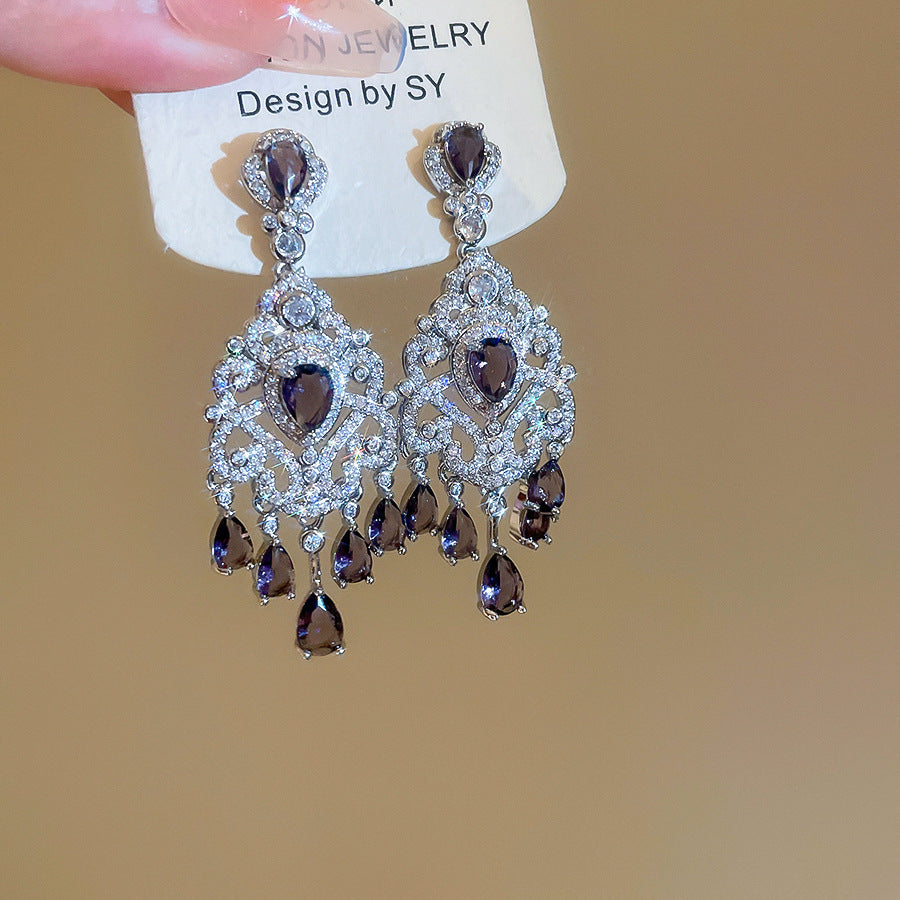 Waterdrop Flower Tassel Earrings For Women