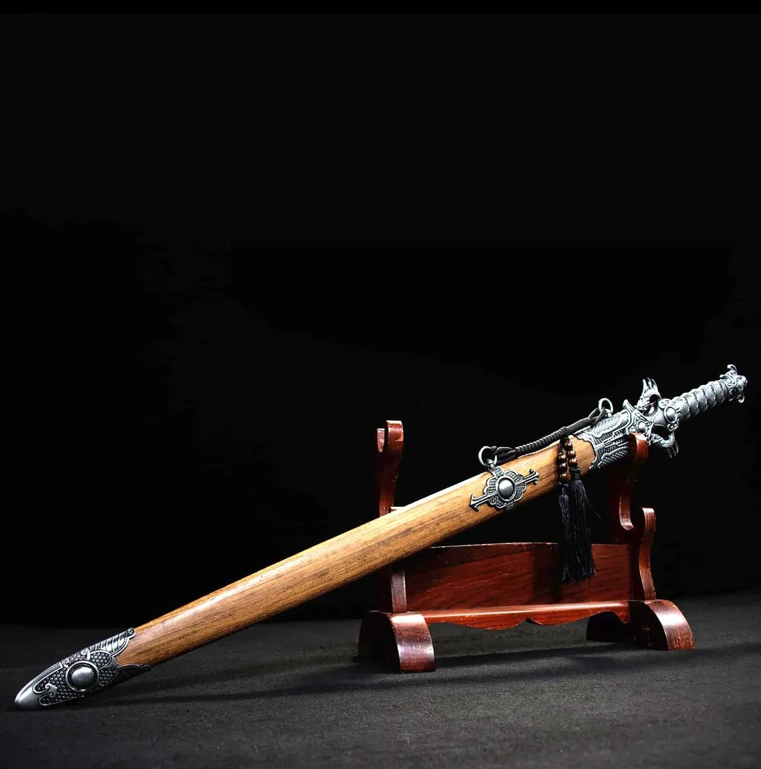 Xiehun Sword One-piece Hundred-Refined Pattern Steel Collectible Cold Weapon Unsharpened Not For Self-Defense