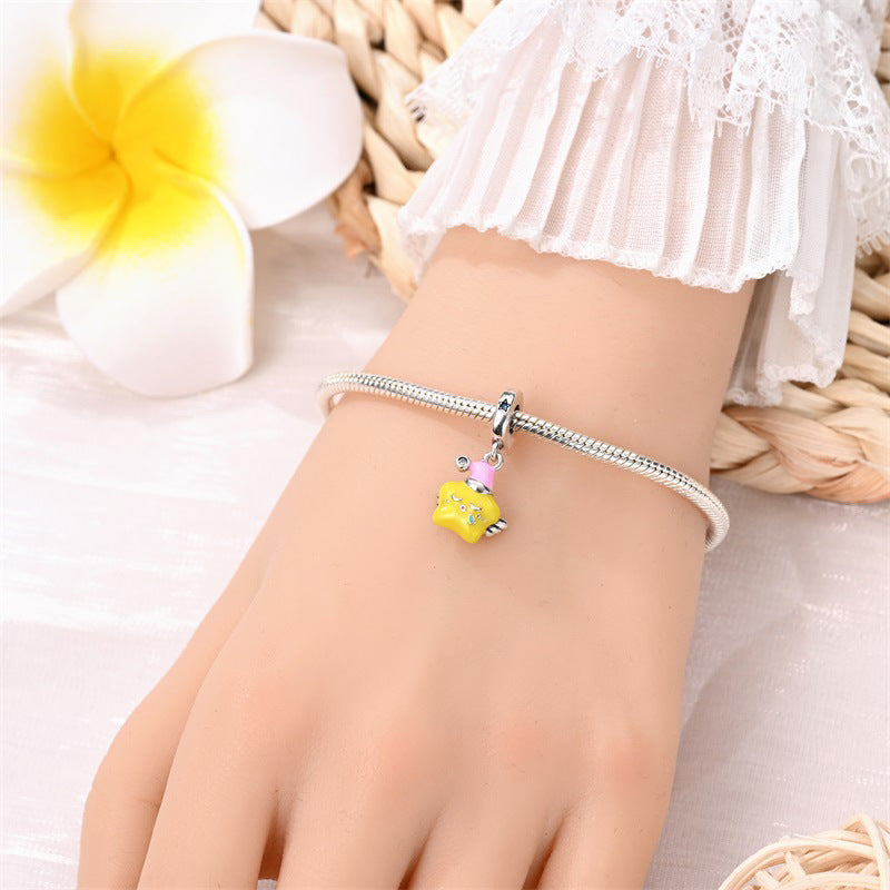Blue Luminous Star And Moon DIY Pendant Bracelet Accessory