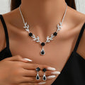 Hot Selling Cross-Border Wedding Fashion Full Diamond Jewelry Set Necklace Earrings Banquet Party Jewelry Two-Piece Set