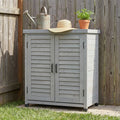 Potting Bench with Storage Cabinet and Metal Table Top