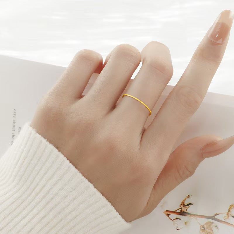 Thin Matte Geometric Ring Stackable Titanium Steel