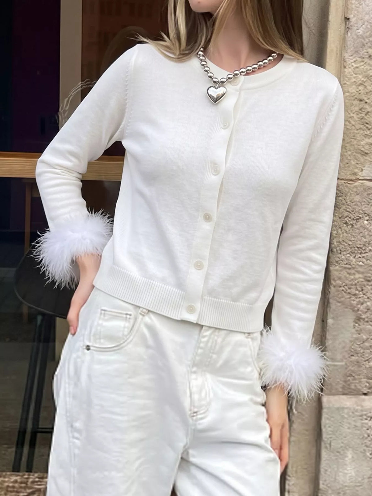 Fuzzy Cuffs Button Up Cardigan
