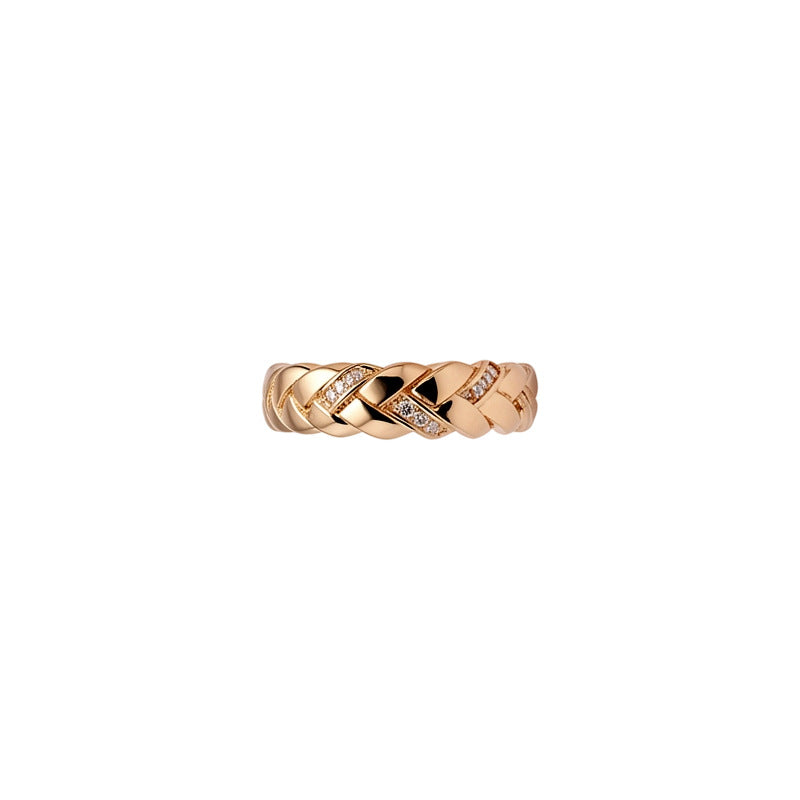 Gold Plated Zircon Textured Ring Women Finger Jewelry For Daily Dating Banquet Party Occasions