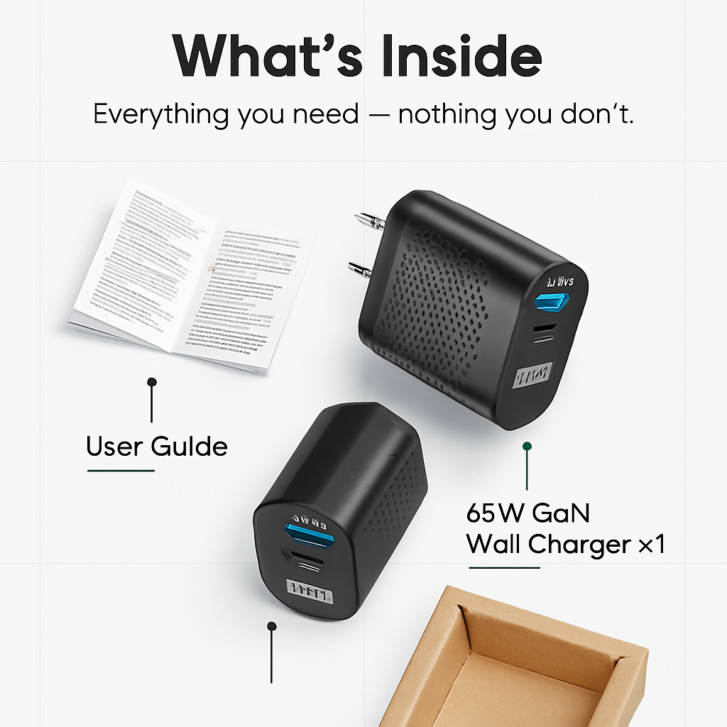 65W USB-C Fast Wall Charger for Laptops & Phones