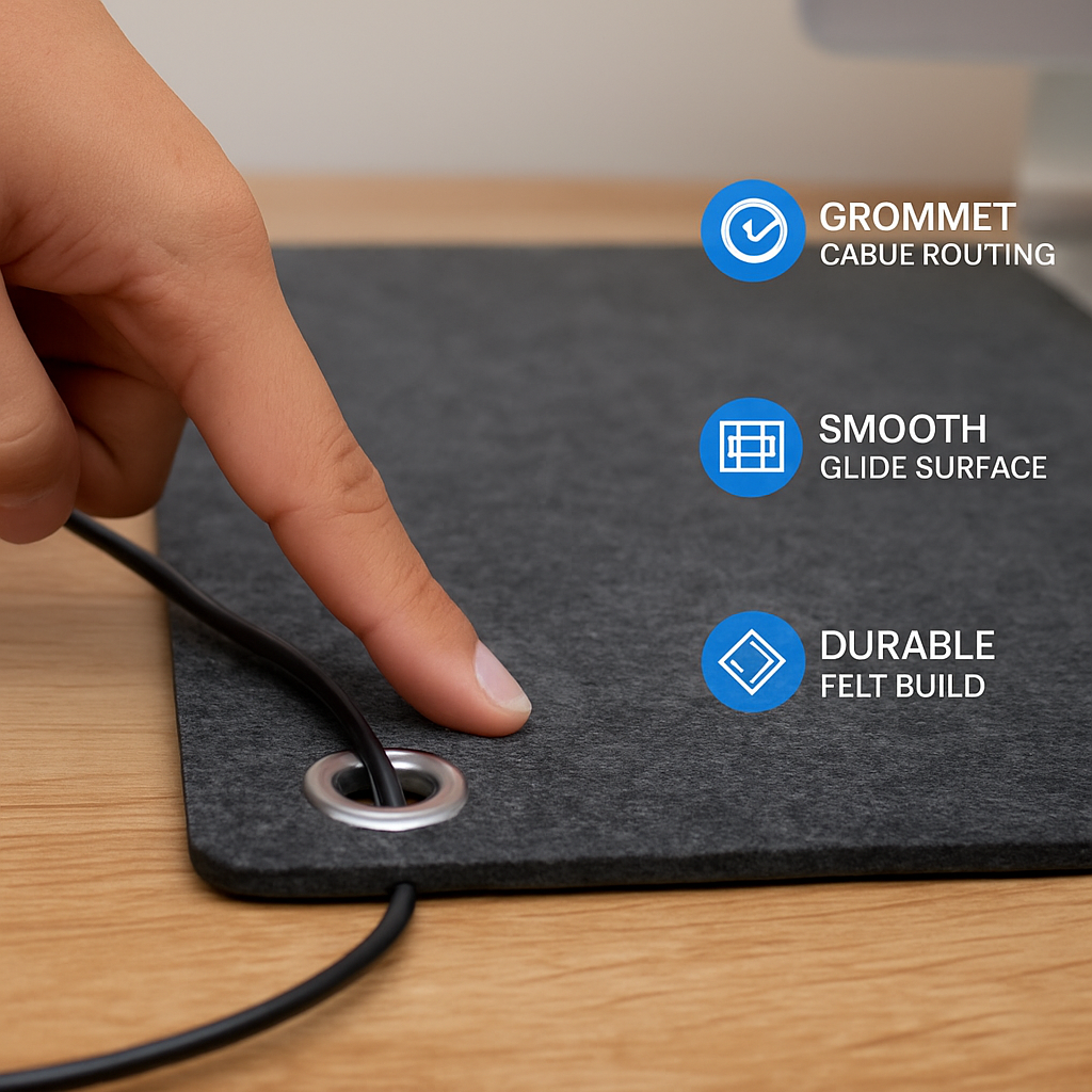 Gaming Mouse Pad - Large Felt Desk Mat for Work