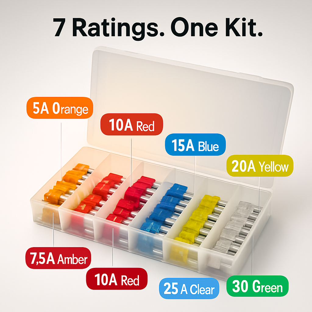 Blade Fuse Set for Cars, Trucks, SUVs - 120-Piece Kit