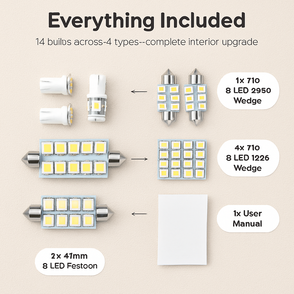 Festoon LED Interior Light Kit for Dome, Map, Trunk