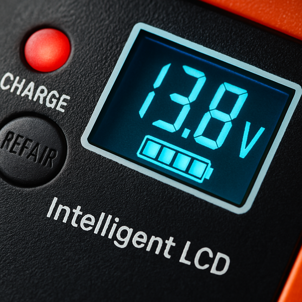 Car Battery Charger with LCD Display for Home Use