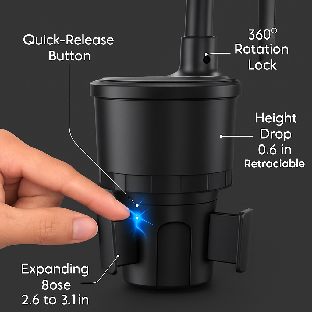 Car Cup Phone Holder with Adjustable Base