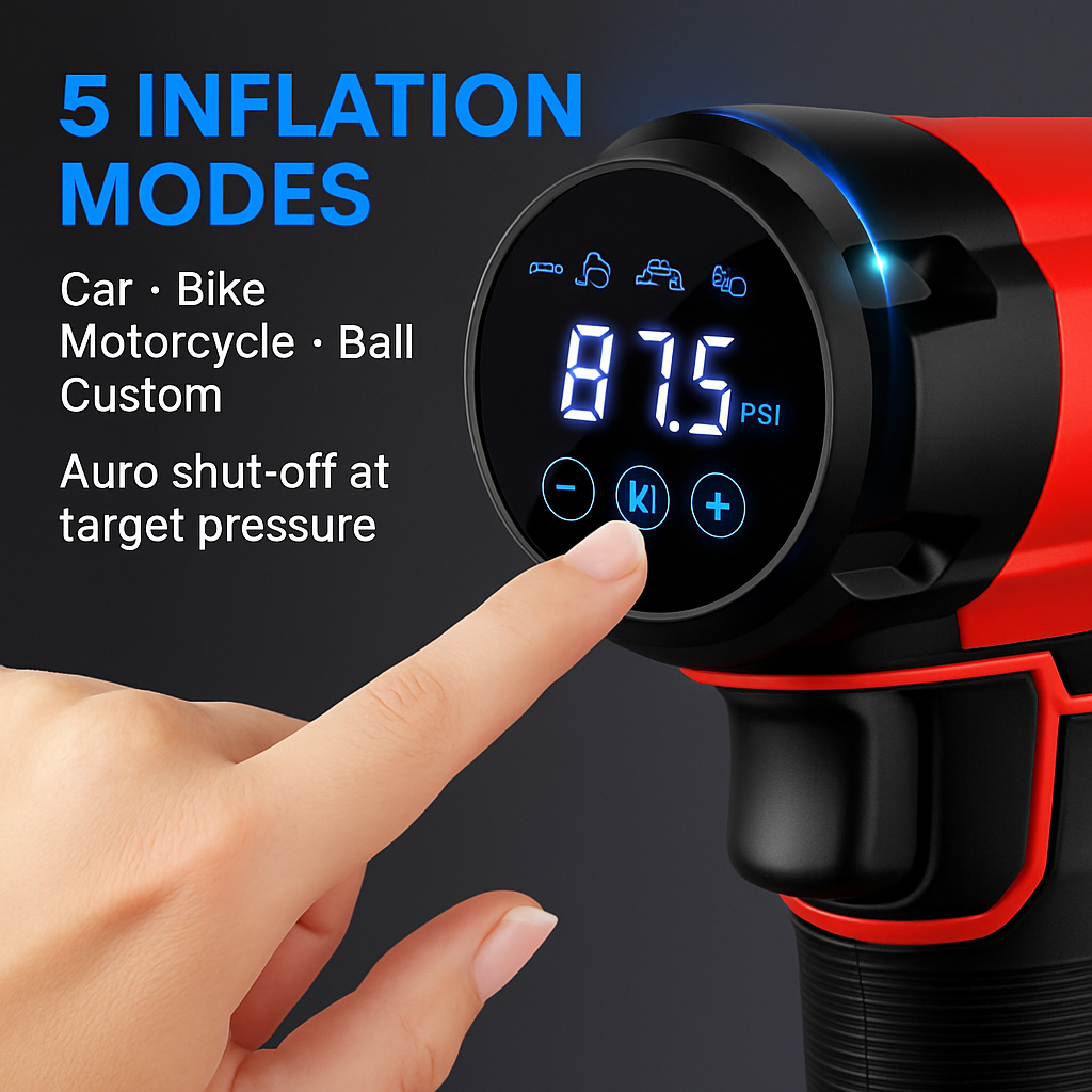 Cordless Car Tire Pump Portable Inflator with LED Light