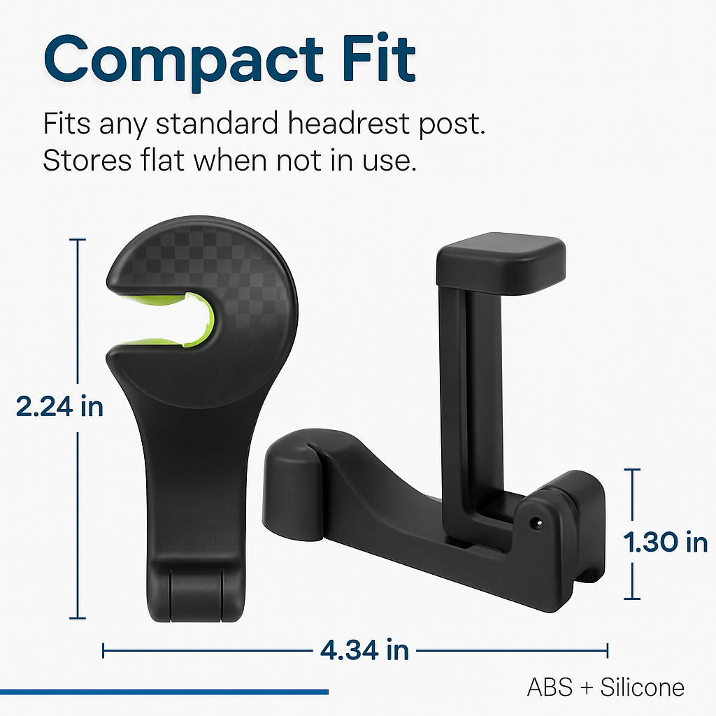 Headrest Hook with Phone Mount and Locking Bracket