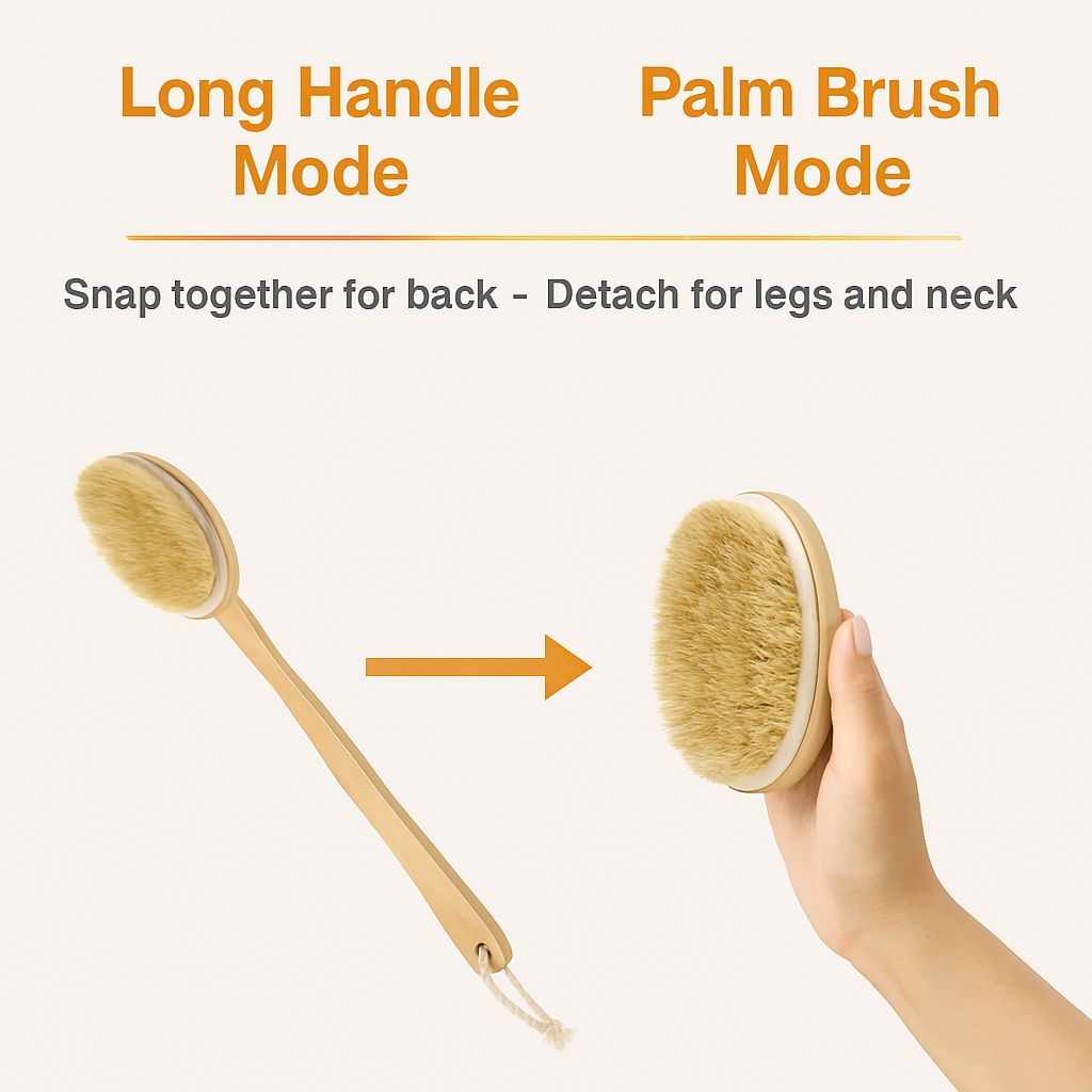 Bath Brush with Long Handle and Detachable Scrubber