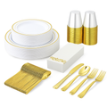 Gold Rim Disposable Dinnerware Set for Parties
