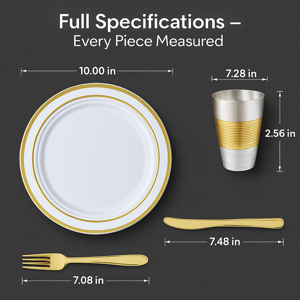 Gold Rim Disposable Dinnerware Set for Parties