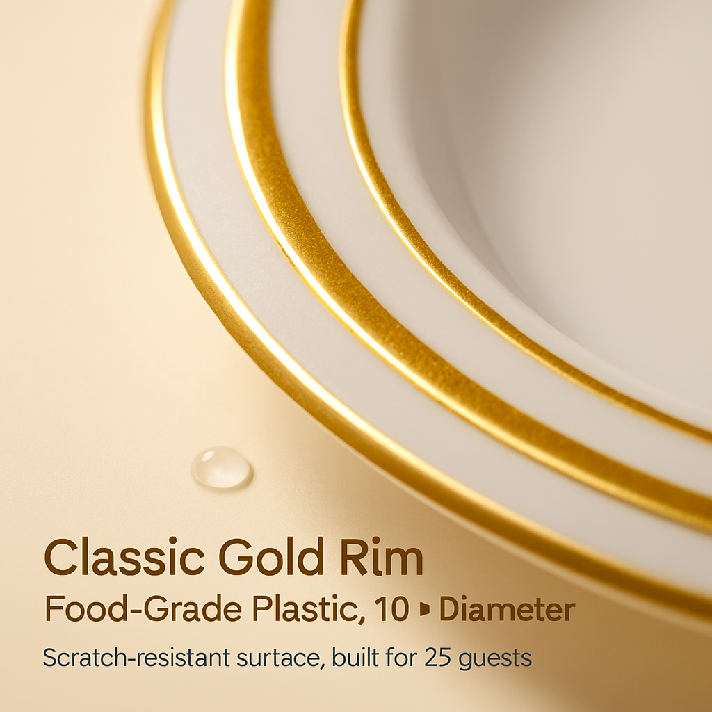 Gold Rim Disposable Dinnerware Set for Parties
