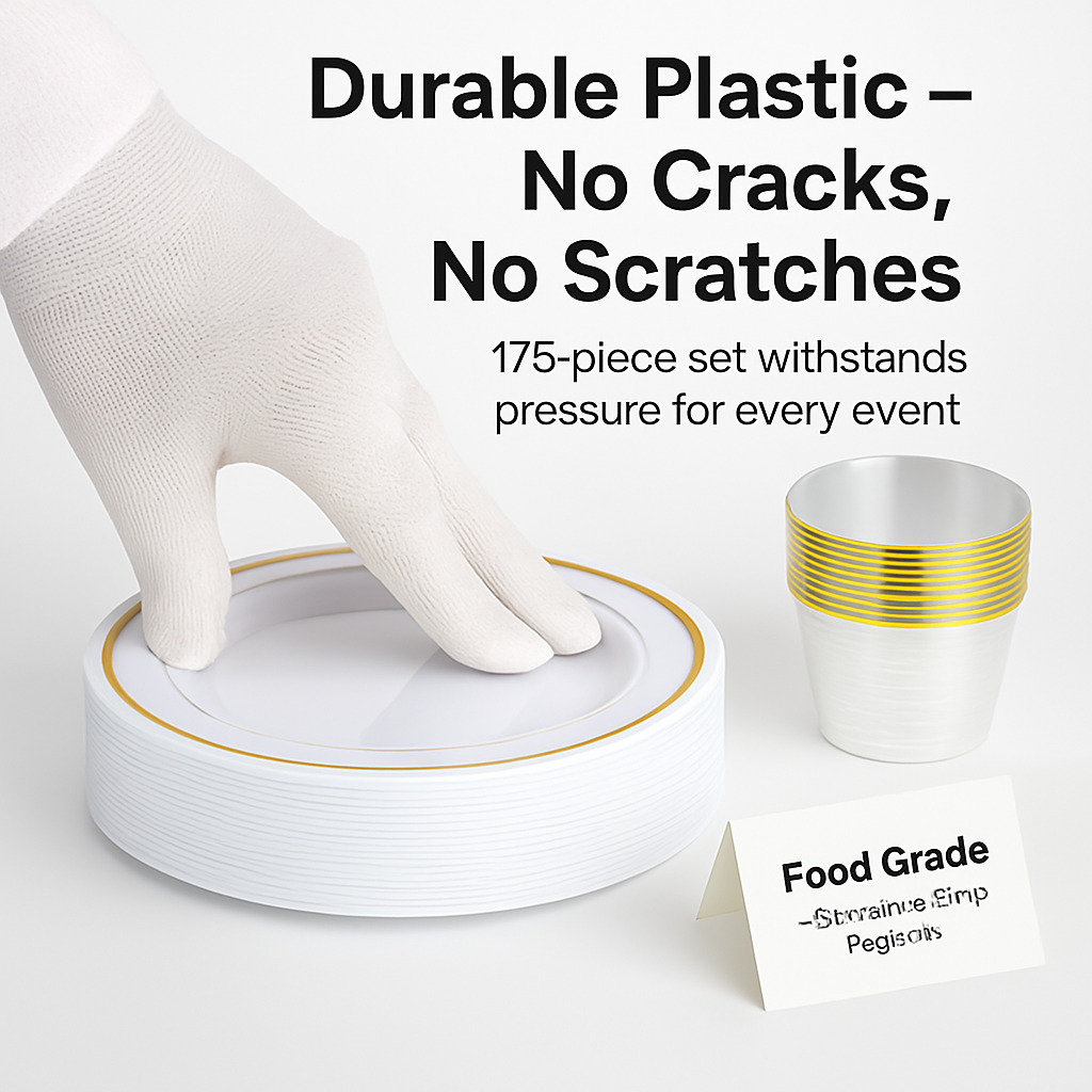 Gold Rim Disposable Dinnerware Set for Parties