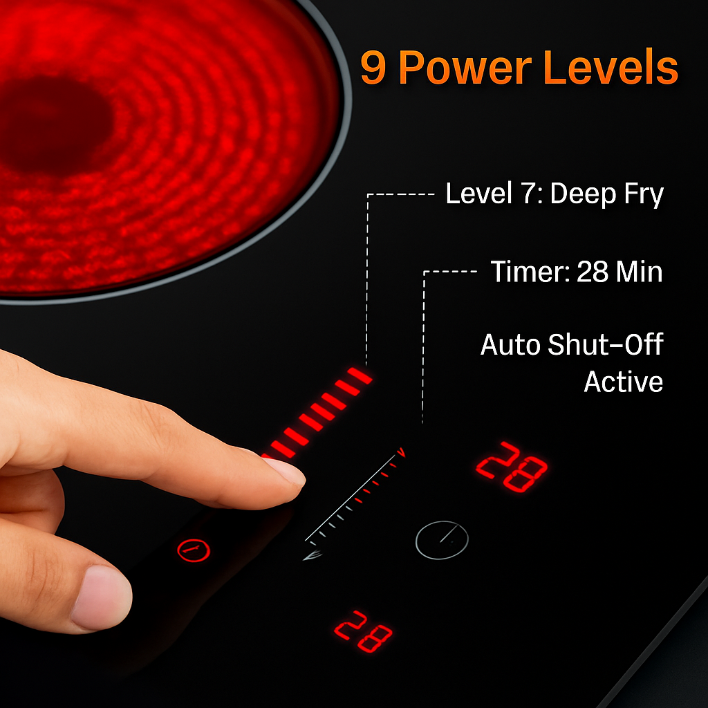Induction Cooktop with 2 Burners and Timer